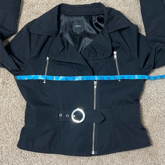 Express Cropped Moto Belted Jacket - black, M - Picture 5 of 7